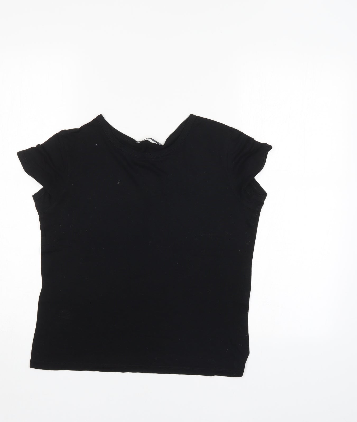 Womens UK Size S Zara Black Basic T-Shirt