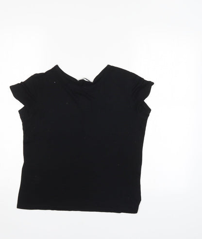 Womens UK Size S Zara Black Basic T-Shirt