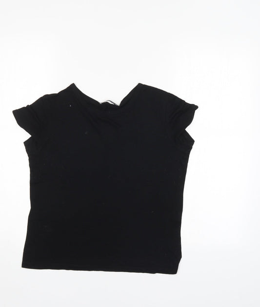 Womens UK Size S Zara Black Basic T-Shirt
