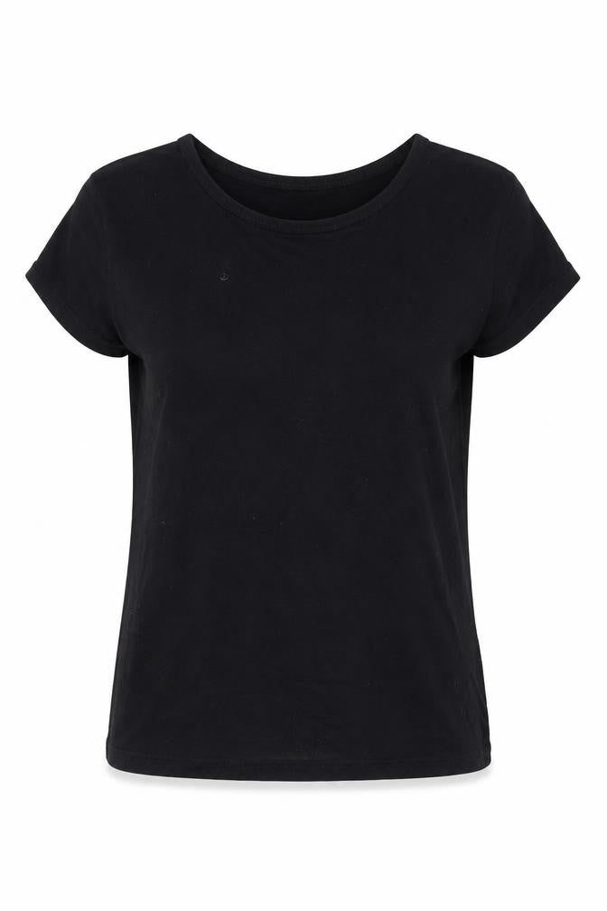 Womens UK Size S Zara Black Basic T-Shirt