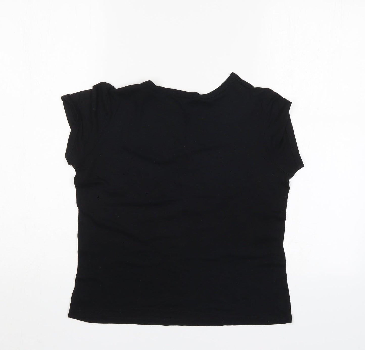 Womens UK Size S Zara Black Basic T-Shirt