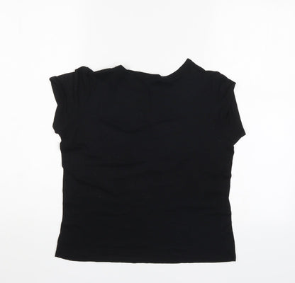 Womens UK Size S Zara Black Basic T-Shirt