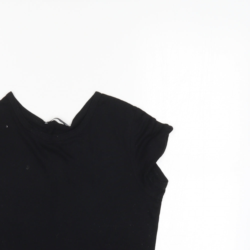 Womens UK Size S Zara Black Basic T-Shirt