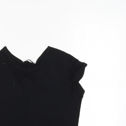 Womens UK Size S Zara Black Basic T-Shirt