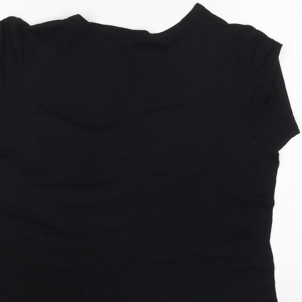 Womens UK Size S Zara Black Basic T-Shirt