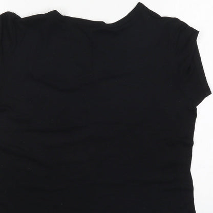 Womens UK Size S Zara Black Basic T-Shirt