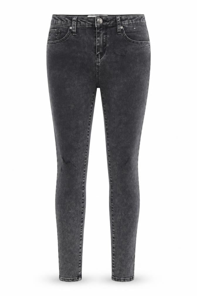 Front view of Denim Co women’s grey denim skinny jeans, size UK 8, 27-inch leg