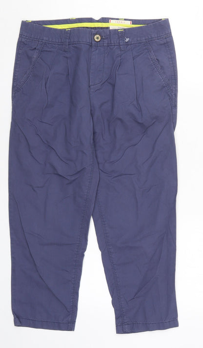 Womens UK Size 6 Esprit Regular Fit Cropped Blue Trousers
