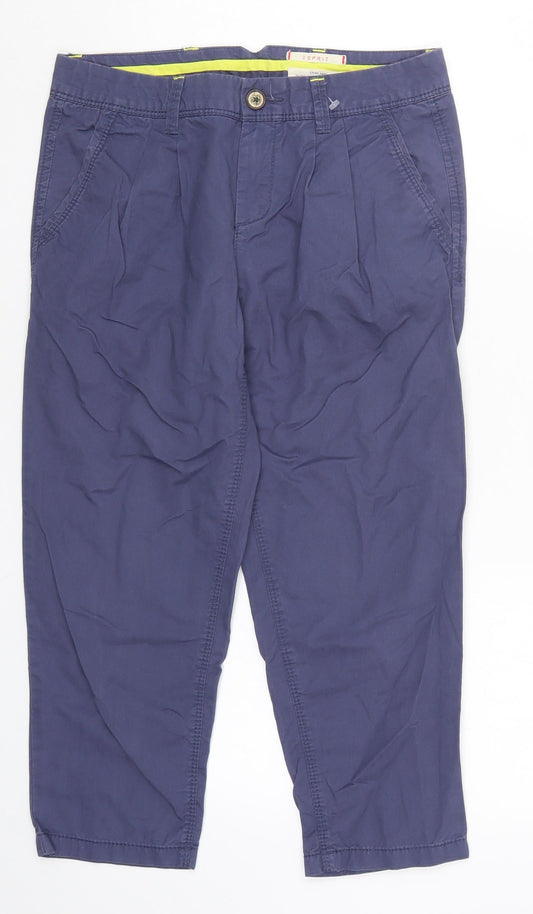 Womens UK Size 6 Esprit Regular Fit Cropped Blue Trousers