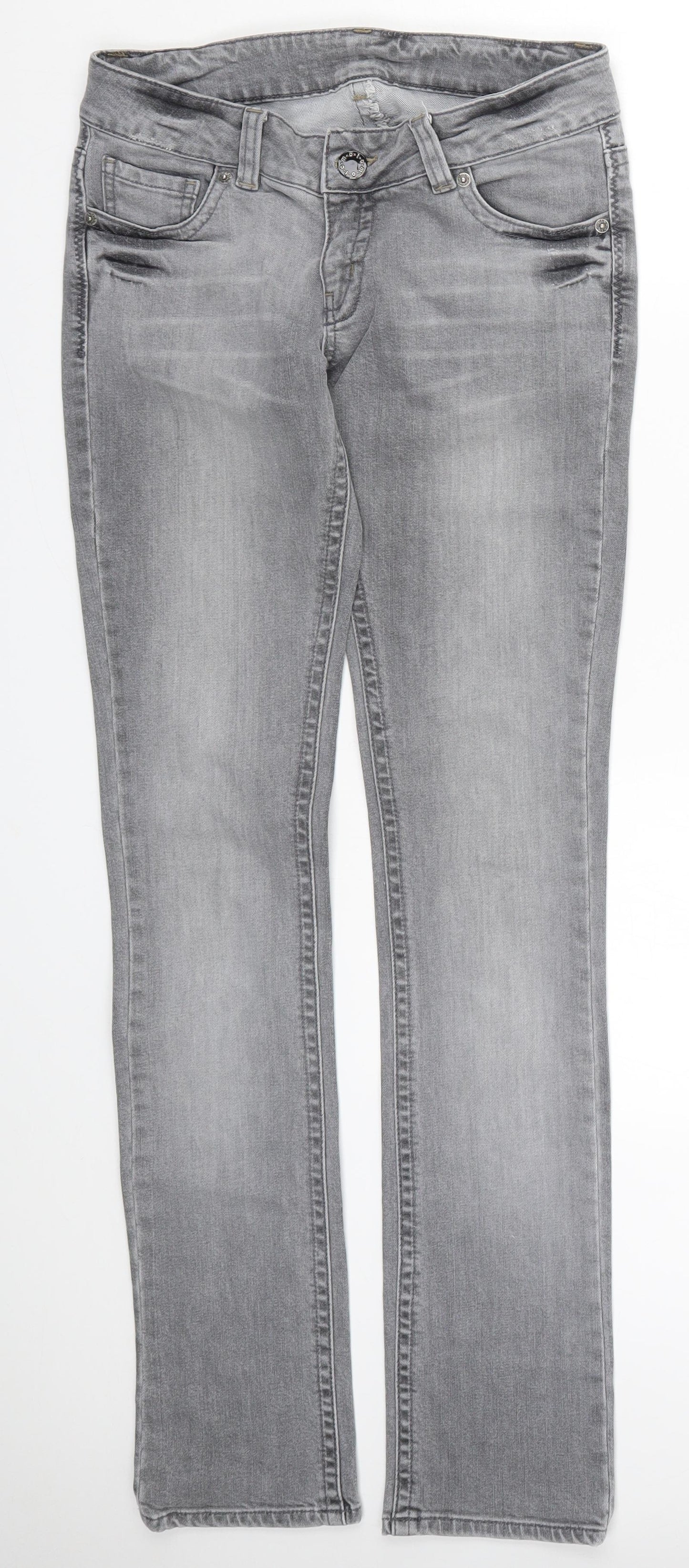 Moto Womens Grey  Denim Straight Jeans Size 28 L34 in