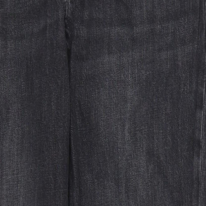 Gap Womens Black  Denim Boyfriend Jeans Size 34 in L27 in - Distressed Hem Ankle Grazer