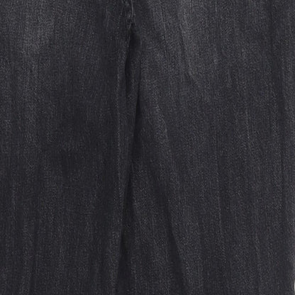 Gap Womens Black  Denim Boyfriend Jeans Size 34 in L27 in - Distressed Hem Ankle Grazer