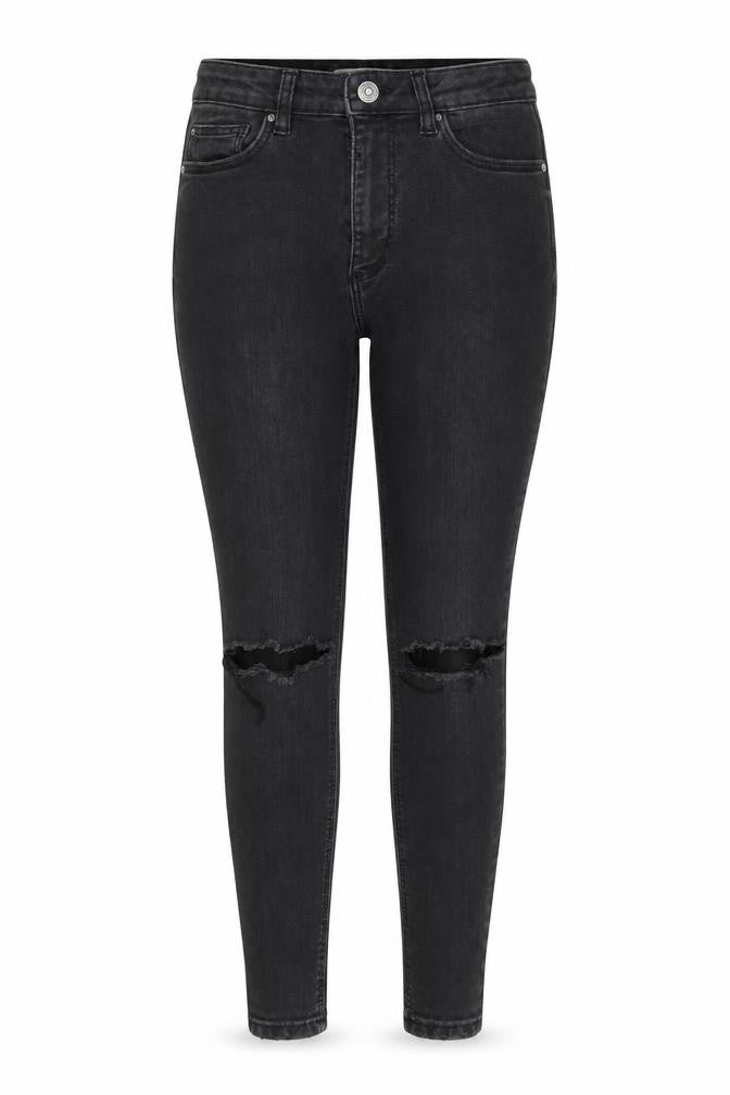 Front view of Denim Co women’s grey denim skinny jeans, size UK 6, 27-inch leg