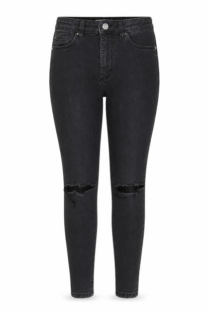 Front view of Denim Co women’s grey denim skinny jeans, size UK 6, 27-inch leg