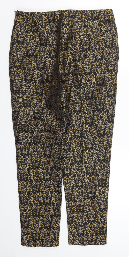 MNG Womens Yellow Fair Isle  Trousers  Size 8 L26 in