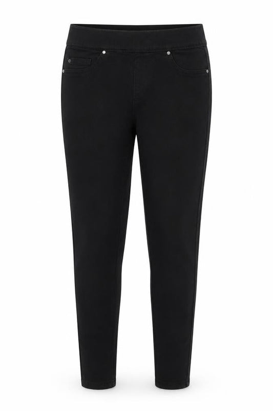 Front view of Denim Co women’s black denim jegging jeans, size UK 10, 26-inch leg