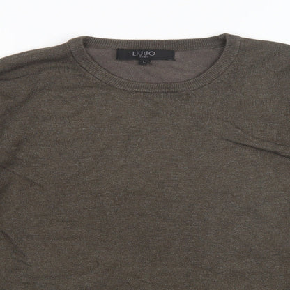 Close-up detail of Liu Jo men’s brown knit jumper, size L