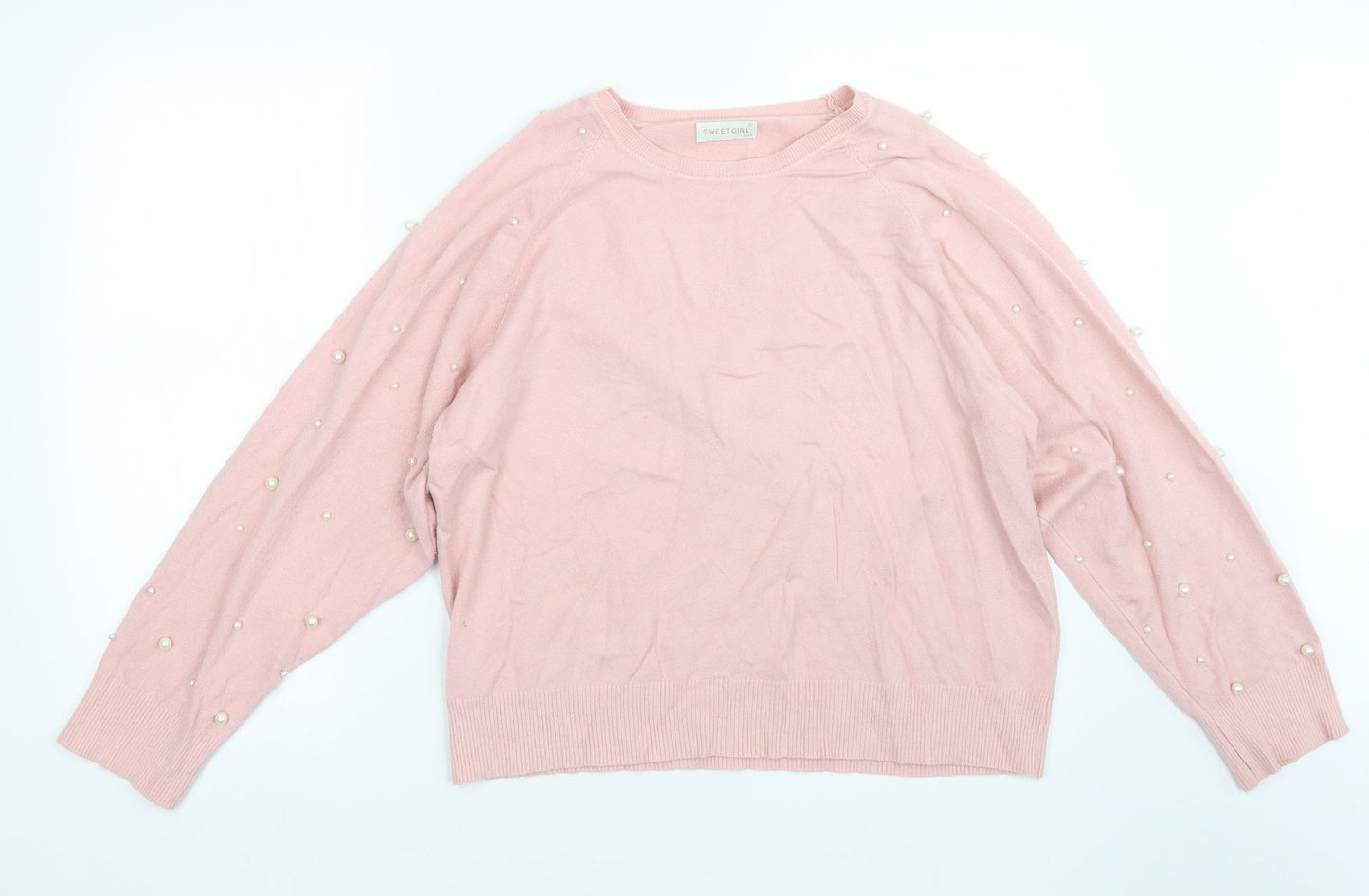 Sweet Girl Womens Pink  Knit Pullover Jumper Size L