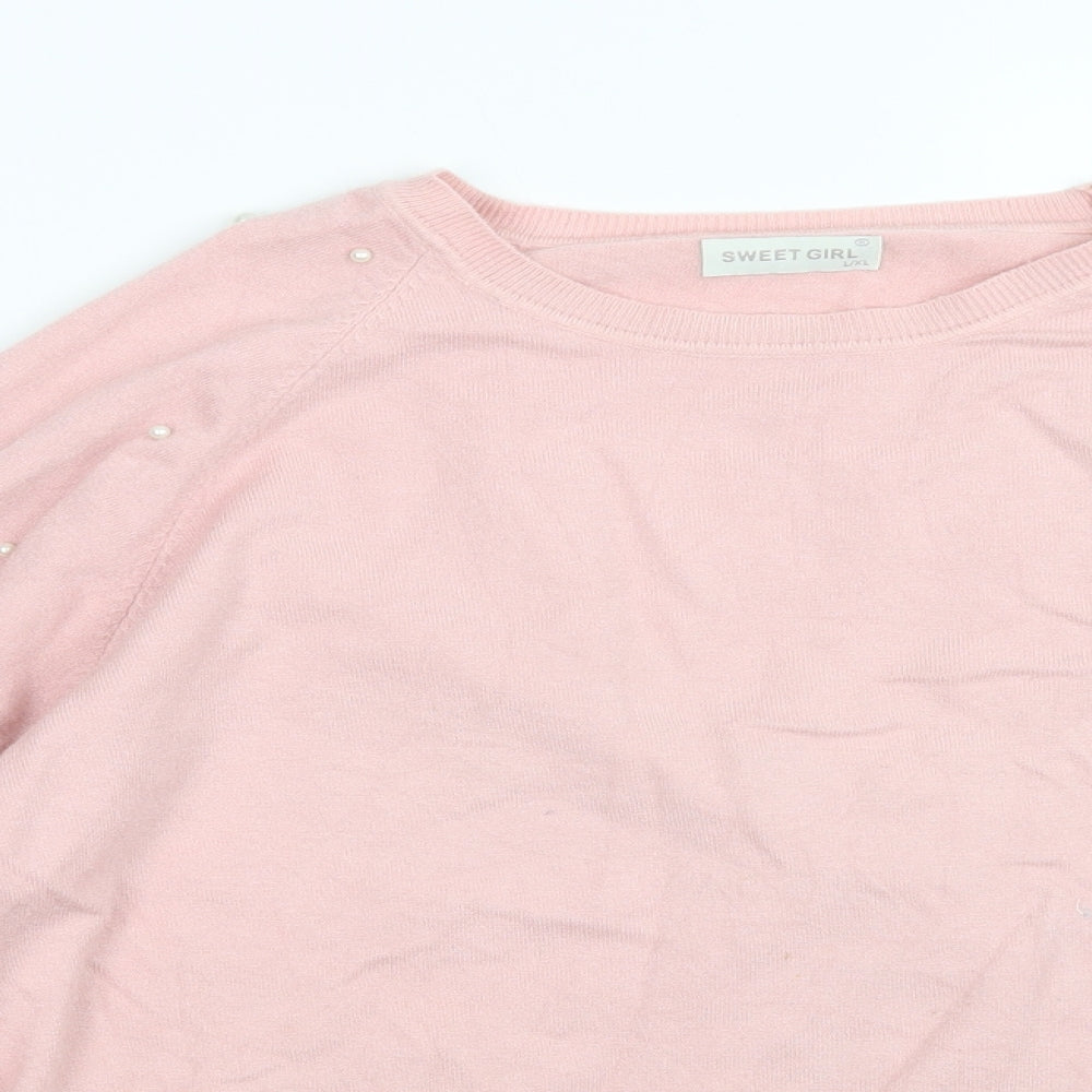 Sweet Girl Womens Pink  Knit Pullover Jumper Size L
