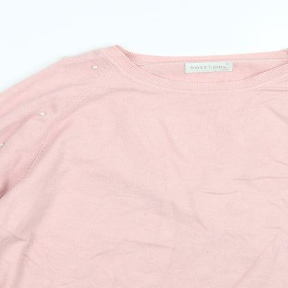 Sweet Girl Womens Pink  Knit Pullover Jumper Size L