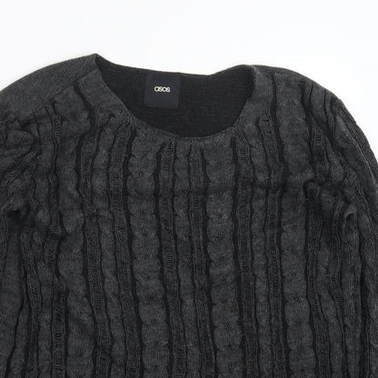 ASOS Mens Black  Knit Pullover Jumper Size S