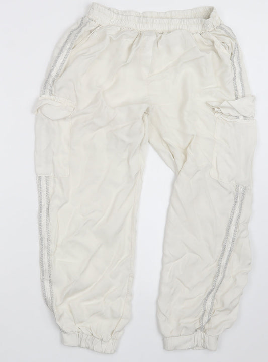 Womens UK Size 24 in Preworn Regular Fit Cargo White Trousers