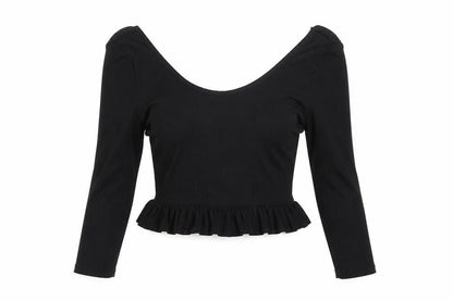 Womens UK Size 8 Nasty Gal Black Cropped T-Shirt