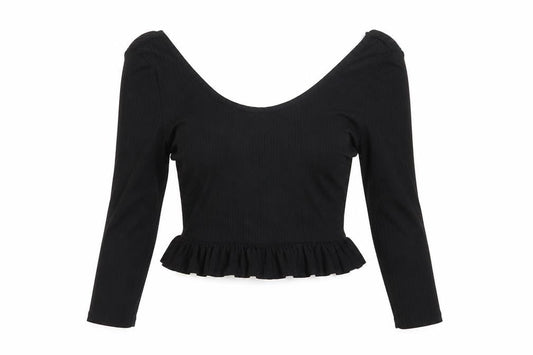 Womens UK Size 8 Nasty Gal Black Cropped T-Shirt