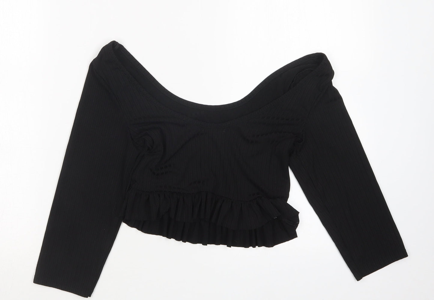 Womens UK Size 8 Nasty Gal Black Cropped T-Shirt
