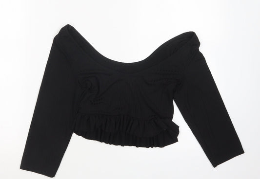 Nasty Gal Womens Black   Cropped T-Shirt Size 8