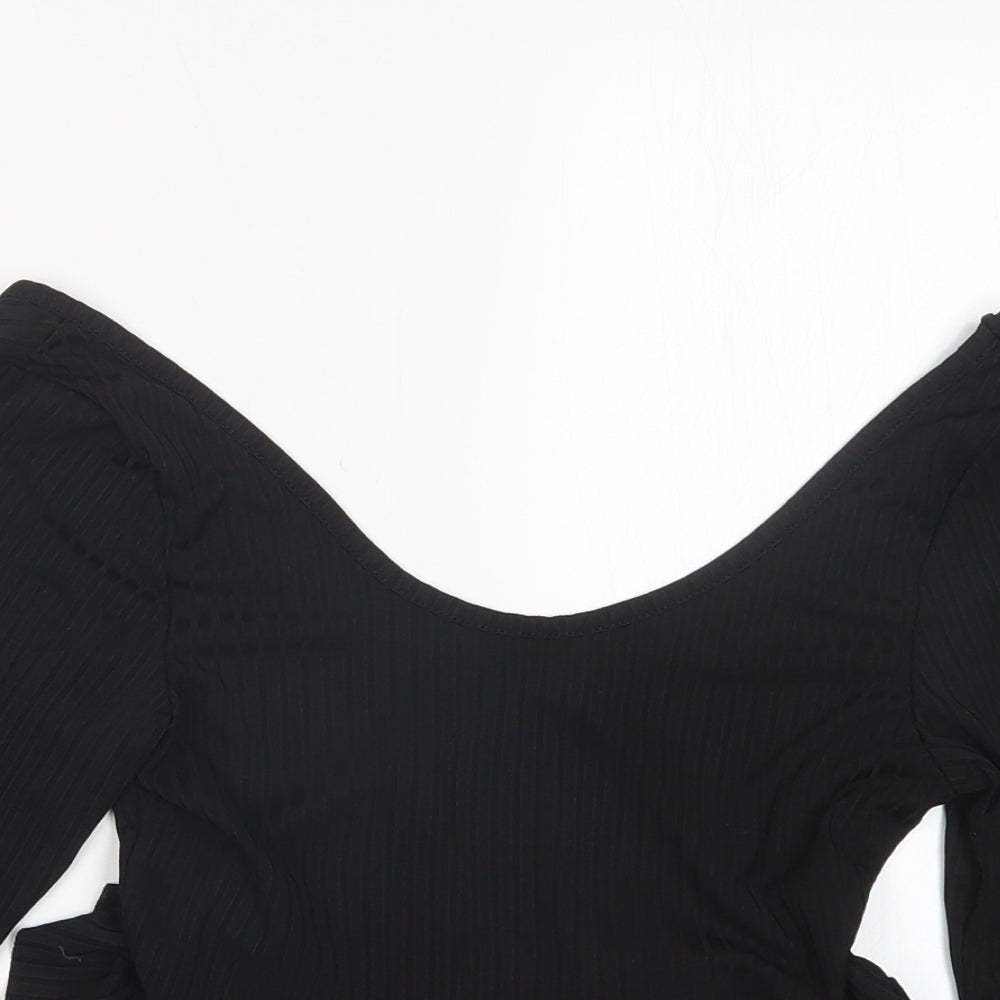 Womens UK Size 8 Nasty Gal Black Cropped T-Shirt