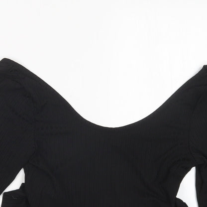 Womens UK Size 8 Nasty Gal Black Cropped T-Shirt