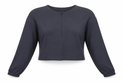 Front view of PRETTYLITTLETHING women’s grey pullover sweatshirt, size UK 8