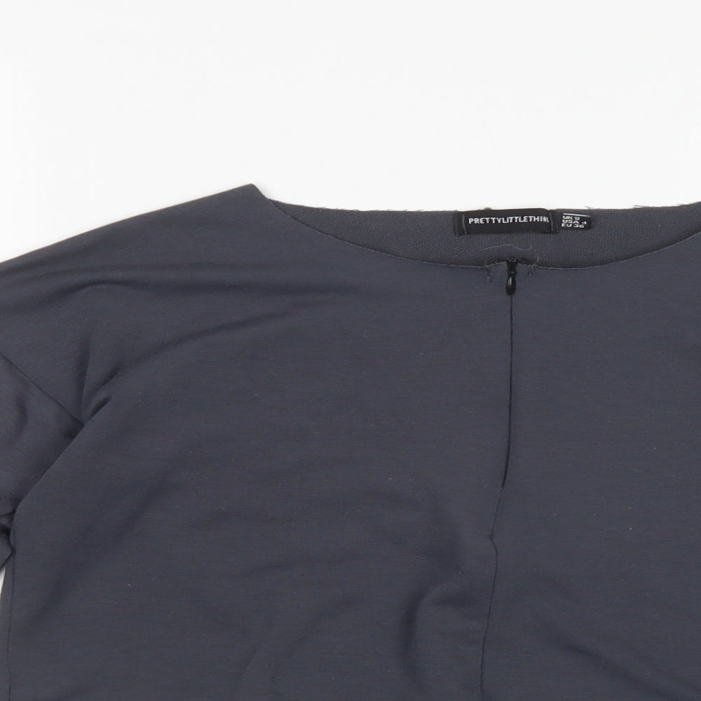 PRETTYLITTLETHING Womens Grey   Pullover Sweatshirt Size 8