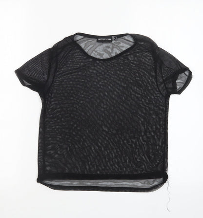Womens UK Size 8 PRETTYLITTLETHING Black Basic T-Shirt