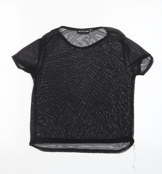 Womens UK Size 8 PRETTYLITTLETHING Black Basic T-Shirt
