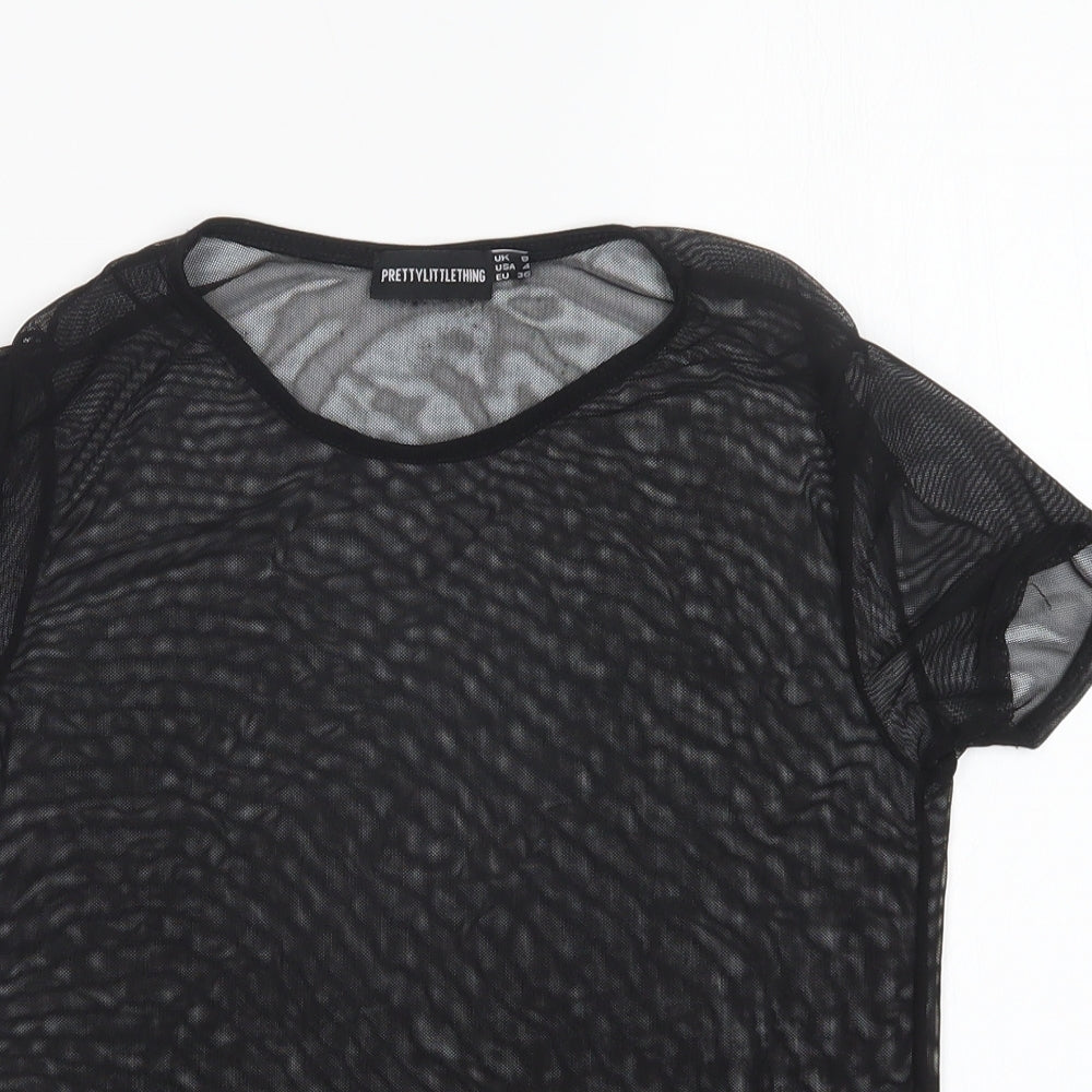Womens UK Size 8 PRETTYLITTLETHING Black Basic T-Shirt