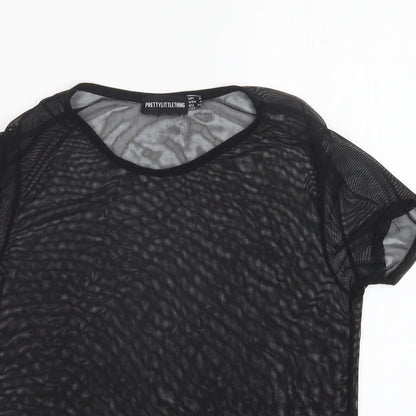 Womens UK Size 8 PRETTYLITTLETHING Black Basic T-Shirt
