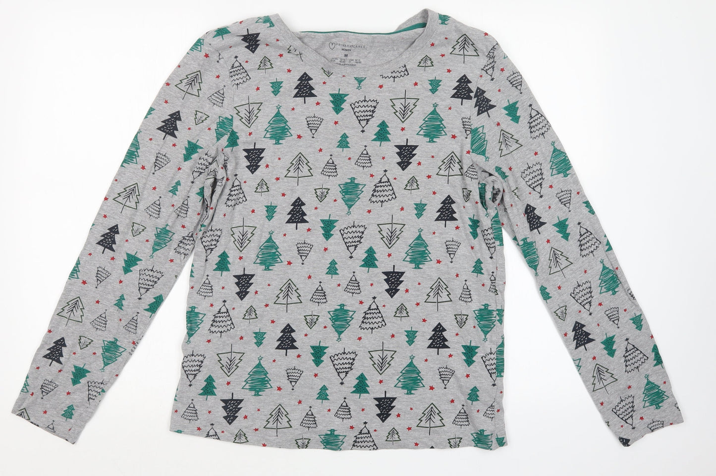 Primark Womens Grey Geometric  Top Pyjama Set Size 12  - Christmas