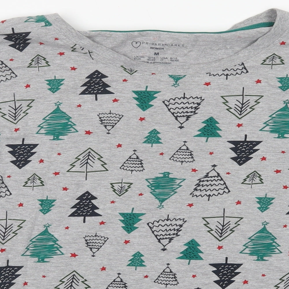 Primark Womens Grey Geometric  Top Pyjama Set Size 12  - Christmas
