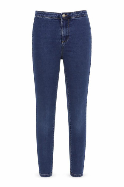 Front view of Denim & Co. women’s blue denim skinny jeans, size UK 6, 25-inch leg