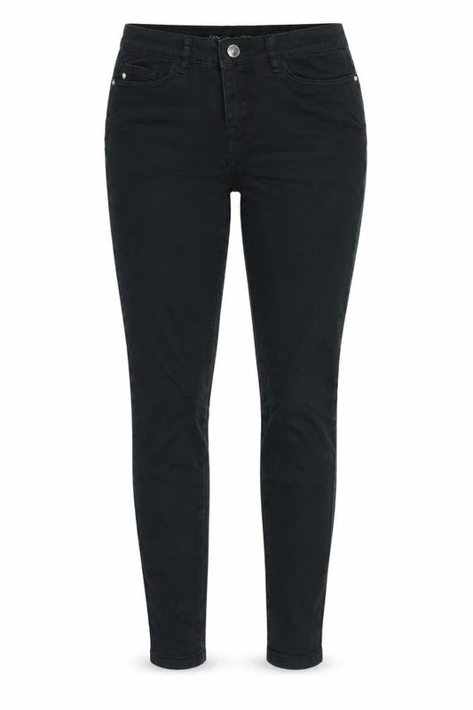Front view of ORSAY women’s black denim skinny jeans, size UK 8, 30-inch leg