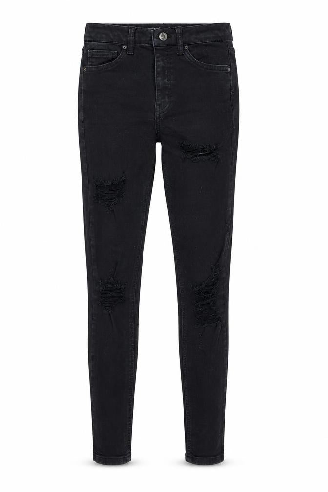 Front view of Topshop women’s blue denim skinny jeans, size UK 26, in, 32-inch leg