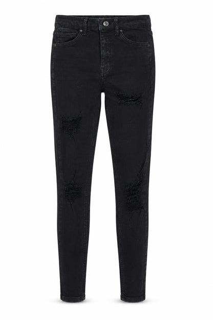 Front view of Topshop women’s blue denim skinny jeans, size UK 26, in, 32-inch leg