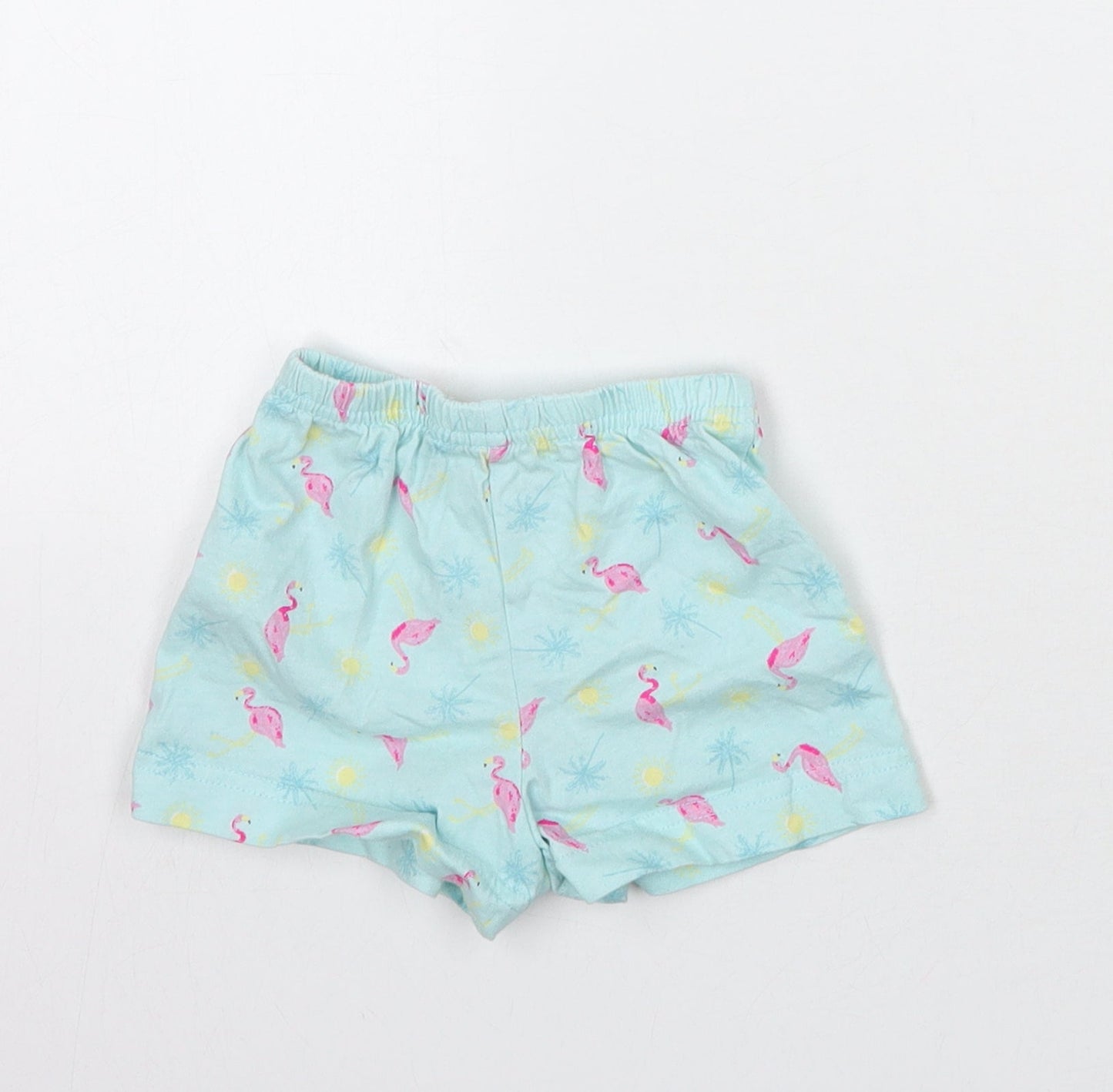 Matalan Girls Blue Geometric  Cropped Trousers Size 9 Months