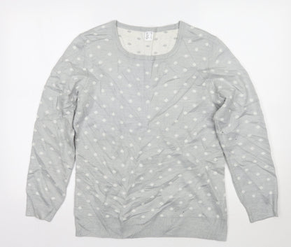 Preworn Womens Grey Polka Dot  Pullover Jumper Size 14