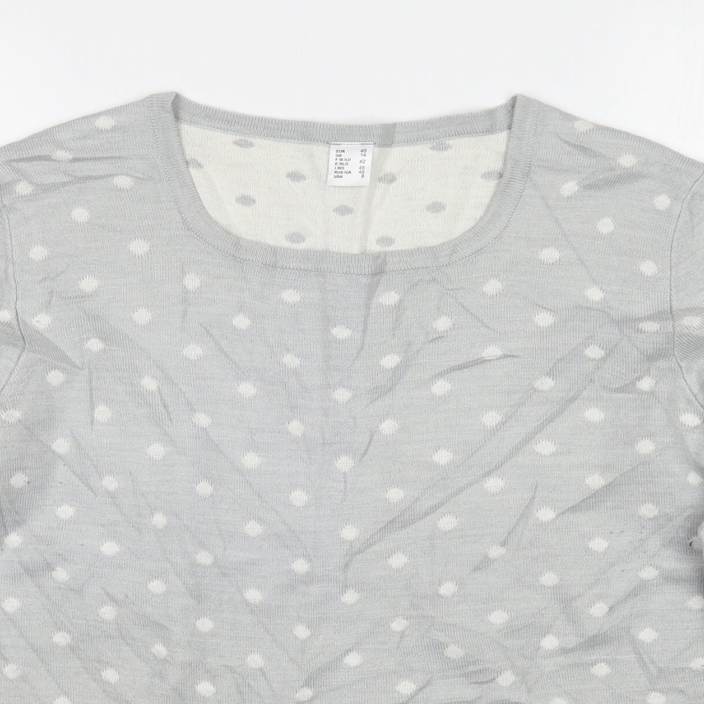 Preworn Womens Grey Polka Dot  Pullover Jumper Size 14