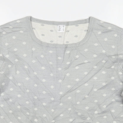 Preworn Womens Grey Polka Dot  Pullover Jumper Size 14