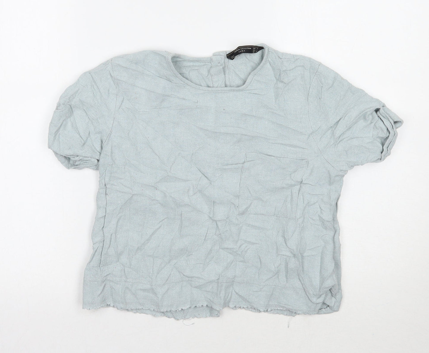 Womens UK Size M Zara Blue Basic T-Shirt