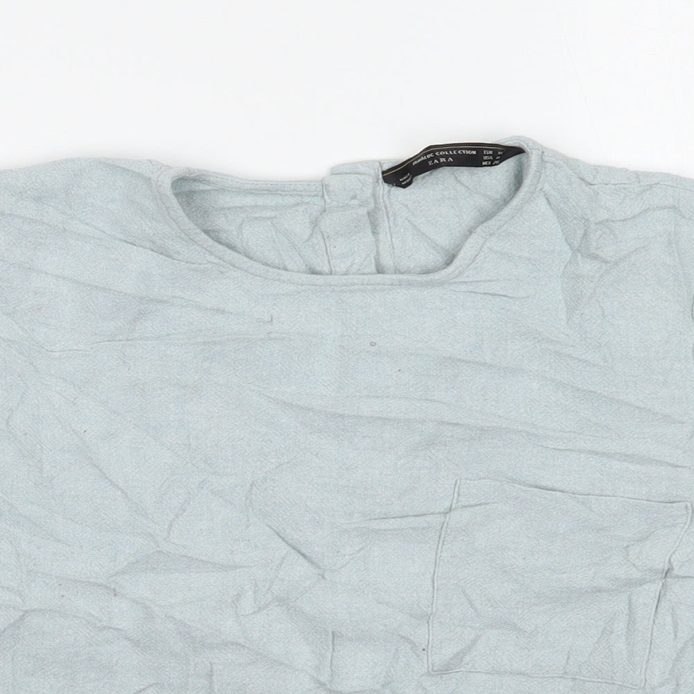 Womens UK Size M Zara Blue Basic T-Shirt